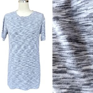 MPC Space Dye Heather Marled Gray Stretch Oversized Tunic Dress Short Sleeve XS